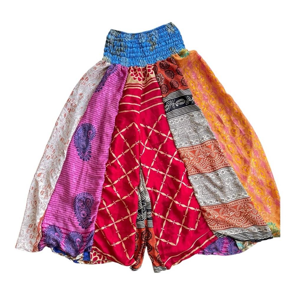 Jessica Taylor Hippie Wide Leg Patchwork Sari Harem Pants - Picture 3 of 6